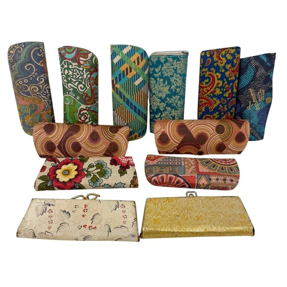 Vtg‎ Eyeglass Cases Collection 25 Pcs Patterns Colors Fabric Vinyl 50's - 70's - Picture 2 of 11